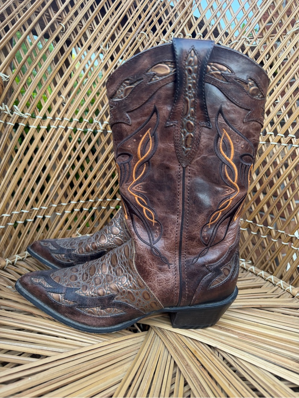 Crush by Durango brown leather pointed-toe western cowgirl boots 7.5 - Picture 4 of 12
